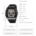 SKMEI 2305 Tonneau Skeleton Dial Chronograph Watch - Black/Black - Image 9