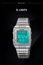 SKMEI - 2335 - Digital Multifunction Stainless Steel Watch - Silver - Image 6