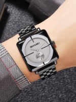 Skmei - 2413 - Minimal Elegant Square Design - Black/Titanium - Image 3