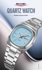 SKMEI 2420 Unisex Analog Quartz Day-Date Watch - Silver/Blue - Image 3