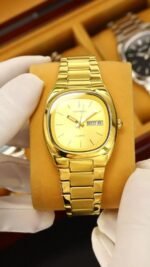 SKMEI 2420 Unisex Analog Quartz Day-Date Watch - Gold/Gold - Image 5