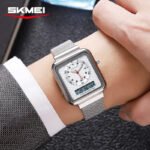 SKMEI - 2466 - Dual Display Time Quartz Watch - Silver - Image 3
