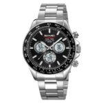 SKMEI - 2505 - Electronic Quartz Dual Display Watch - Silver/Black-Steel - Image 2