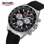 SKMEI - 2505 - Electronic Quartz Dual Display Watch - Silver/Black-SilicaGel