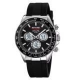 SKMEI - 2505 - Electronic Quartz Dual Display Watch - Silver/Black-SilicaGel - Image 2