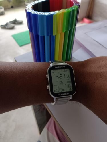 Skmei - 1888 - Digital Dial Step Count Pedometer Stainless Steel Watch - Silver photo review