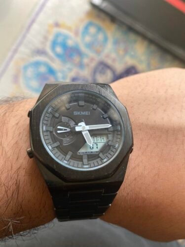 Skmei - 1816 - Dual Display luminous waterproofs 50+ timezone - Black/Black-White photo review