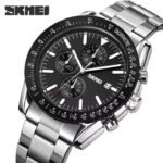 SKMEI - 9253 - Elite Chronograph Watch - Silver/Black-Steel