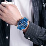 SKMEI - 9253 - Elite Chronograph Watch - Rosegold/Blue-Steel - Image 4