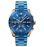 SKMEI - 9253 - Elite Chronograph Watch - Rosegold/Blue-Steel - Image 2