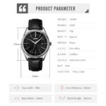 Skmei - 9298 - Leather Strap Analog Quartz Watch - Silver/Black-Black - Image 5