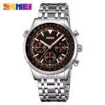 SKMEI 9333 Analog Chronograph Stainless Steel Watch - Silver/Black