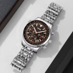 SKMEI 9333 Analog Chronograph Stainless Steel Watch - Silver/Black - Image 3