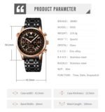 SKMEI 9333 Analog Chronograph Stainless Steel Watch - Rosegold/Black - Image 3