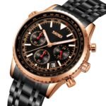 SKMEI 9333 Analog Chronograph Stainless Steel Watch - Rosegold/Black