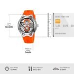 SKMEI - 9349 - Silicone Quartz Luxury Watch - Silver/Orange - Image 4