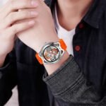 SKMEI - 9349 - Silicone Quartz Luxury Watch - Silver/Orange - Image 3