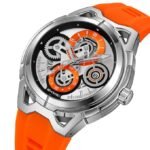 SKMEI - 9349 - Silicone Quartz Luxury Watch - Silver/Orange