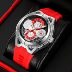 SKMEI - 9349 - Silicone Quartz Luxury Watch - Silver/Red