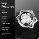SKMEI - 9349 - Silicone Quartz Luxury Watch - Silver/Black - Image 3