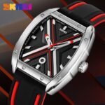 Skmei - 9364 - Sporty Barrel Shape Quartz Watch - Red - Image 5