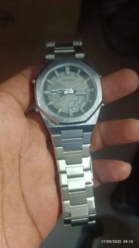 Skmei - 1816 - Dual Display luminous waterproofs 50+ timezone - Silver/White photo review