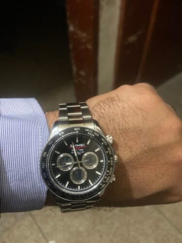 SKMEI - 2505 - Electronic Quartz Dual Display Watch - Silver/Black-Steel photo review