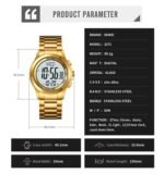 Skmei - 2271 - Digital Dual Time Men's Stainless Steel Watch - gold - Image 4
