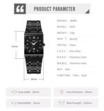 SKMEI 9263 Square Analog Quartz Watch - Black/Black - Image 4