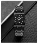 SKMEI 9263 Square Analog Quartz Watch - Black/Black - Image 3