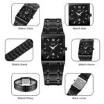 SKMEI 9263 Square Analog Quartz Watch - Black/Black - Image 5