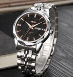 SKMEI - 9268 - Quartz Stainless Steel Luxury Analog Watch - silver black - Image 2