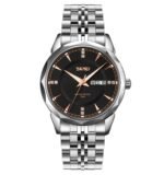 SKMEI - 9268 - Quartz Stainless Steel Luxury Analog Watch - silver black - Image 4