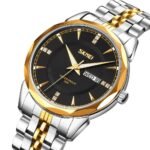 SKMEI - 9268 - Quartz Stainless Steel Luxury Analog Watch - silver/gold-black