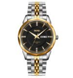 SKMEI - 9268 - Quartz Stainless Steel Luxury Analog Watch - silver/gold-black - Image 4