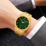 SKMEI - 9372 - Imperial Time Quartz Watch - Gold/Green - Image 3