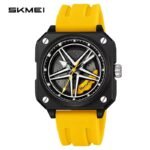 SKMEI - 2362 - Trendy Wheel Spinner Quartz Silicon Strap - Yellow - Image 2