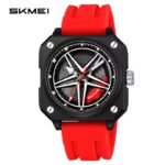 SKMEI - 2362 - Trendy Wheel Spinner Quartz Silicon Strap - Red - Image 2