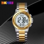 Skmei - 2271 - Digital Dual Time Men's Stainless Steel Watch - silver gold - Image 2