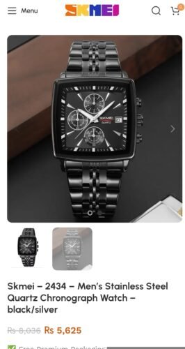 Skmei - 2434 - Men's Stainless Steel Quartz Chronograph Watch - black/silver photo review