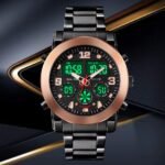 SKMEI - 1642 - Three Times Dial Analog and Digital Quartz Watches - Rose Gold - Image 3