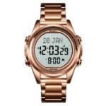 SKMEI - 1667 - Qibla Azan Time Reminder Prayer Watch - Rose gold/white