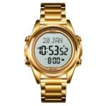 Skmei - 1667 - Qibla Azan Time Reminder Prayer Watch - Gold/White