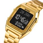 SKMEI - 1763 - Qibla Azan Time Reminder Prayer Watch - gold black - Image 4