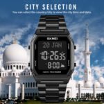 SKMEI - 1763 - Qibla Azan Time Reminder Prayer Watch - black/black - Image 4