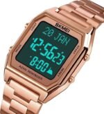 SKMEI - 1763 - Qibla Azan Time Reminder Prayer Watch - rose gold/black - Image 3