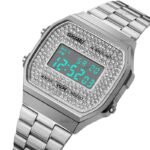 Skmei - 1808 - Women Shinning Diamonds Dial Chrono Watch - Silver - Image 4