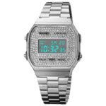 Skmei - 1808 - Women Shinning Diamonds Dial Chrono Watch - Silver - Image 5