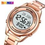 SKMEI - 1861 - Qibla Azan Time Reminder Prayer Watch - rose gold/white - Image 3
