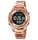 SKMEI - 1861 - Qibla Azan Time Reminder Prayer Watch - rose gold/black